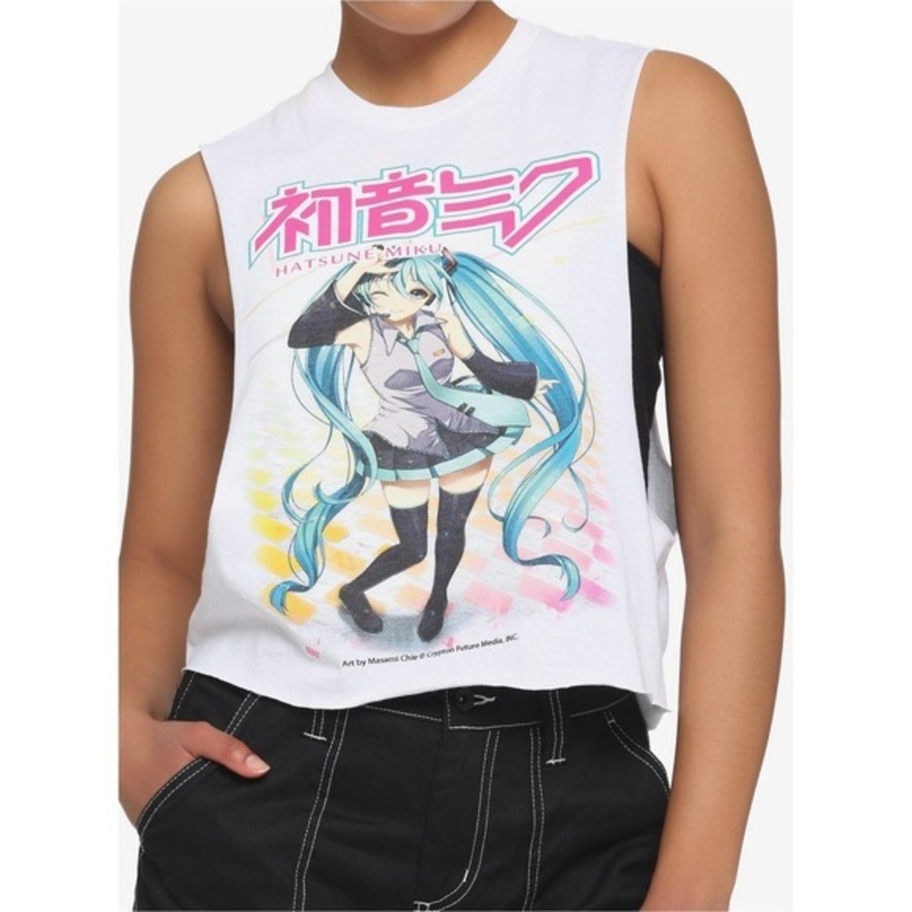 Hatsune Miku Licensed Crop Tank Top Women's Size Large Anime Vocaloid Hot Topic‎